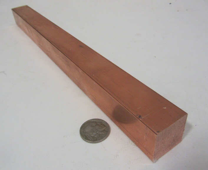 110 Copper Square Bar H02, 1.0″ Thick x 1.0″ Wide x 1 Ft Length