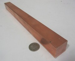 110 Copper Square Bar H02, 1.0″ Thick x 1.0″ Wide x 1 Ft Length