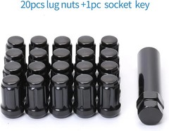 Acorn M12x1.5 Black Spline Lug Nuts – Set of 20, 1.38″ Long, Fit for Honda Accor
