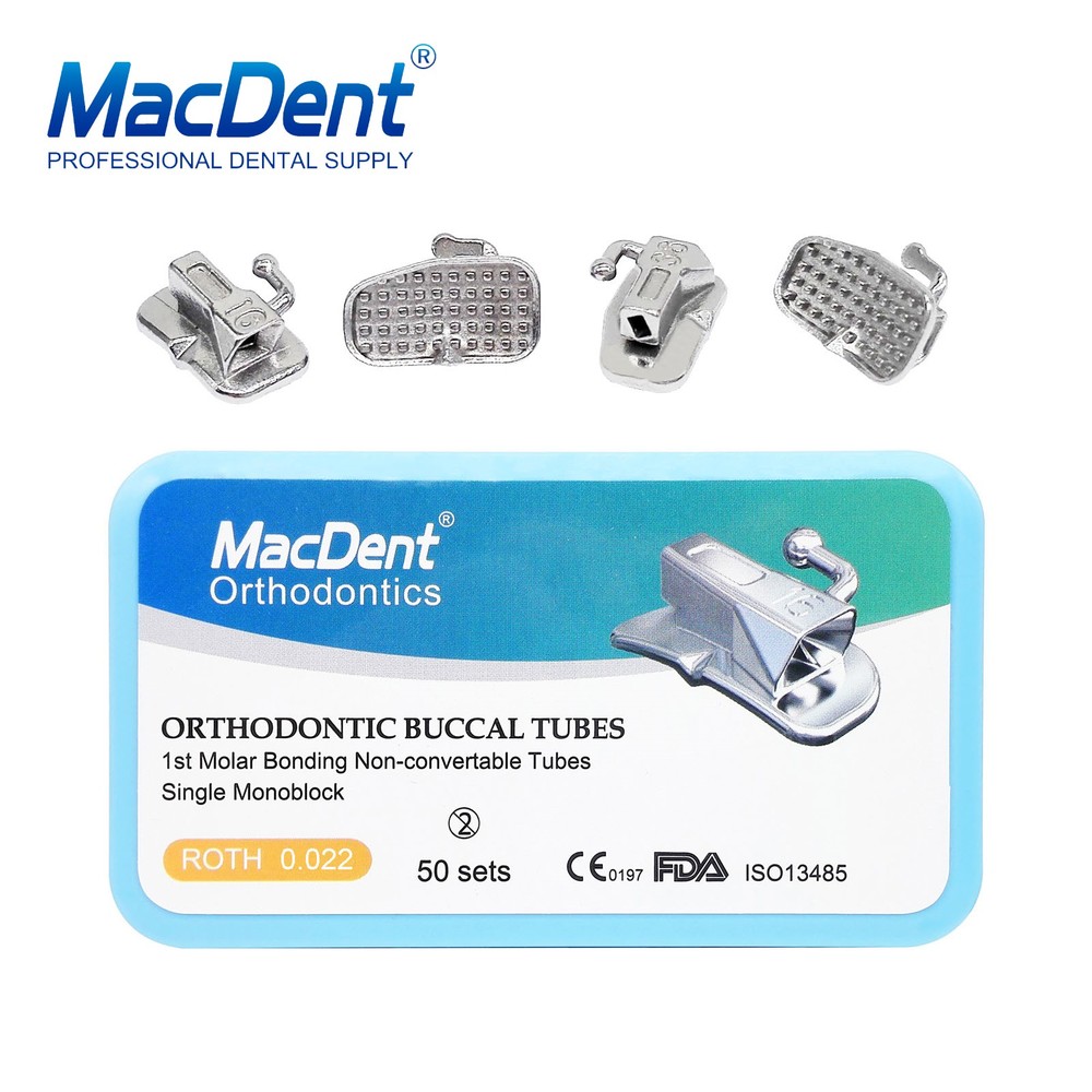 50Set Dental Ortho 1st /2nd Molar Buccal Tube Bondable Non-Conv Roth.022 MacDent