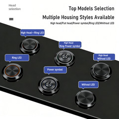 22mm SPDT IP65Aluminum Alloy High Head Ring Power Symbol Led Button Power Switch