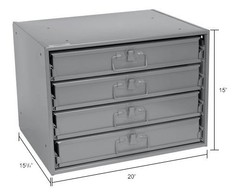 Durham Steel Compartment Box Rack with 4 Adjustable Divider Compartment Boxes 20