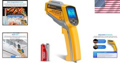 Infrared Dual Laser Temperature Gun -50℃~550℃, Yellow & Gray
