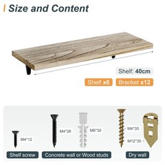SKYSEN Floating Shelves for Wall Set of 6, 15.7in Wood 15.7″, Rustic Brown