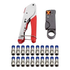 Coax Cable Crimper Coaxial Compression Tool Kit Wire Stripper with F RG6 RG59