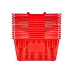 Uimoso 12 Stackable Plastic Shopping Baskets with Handles, Red for Grocery Use