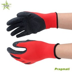 12 Pairs Pack Crinkle Latex Rubber Hand Coated Safety Work Gloves (M-Size)