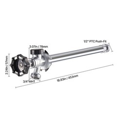 12 in Frost-Free Sillcock 1/2″ PTC x 3/4″ MHT Hose Bibb Anti-Siphon Valve