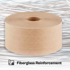 216 Rolls Kraft Water Activated Heavy Grade Gum Tape 2.8 Inch x 500 Ft, 5.5 Mil