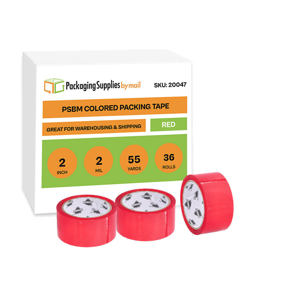 Premium Adhesive Tapes Red Color Packing Tape 2″ x 55 Yards 2 Mil – 36 Rolls