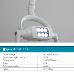 6LED Dental Chair Surgical Examination Lights Manual Sensing Oral Lamp 22mm 26mm