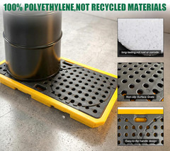 Low Profile 2 Drum Spill Containment Pallet with Drain – 2645 Lbs Capacity