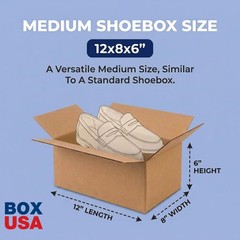 BOX USA Small Shipping Boxes 12″L x 8″W x 6″H 12x8x6″ (25-Pack), Kraft Brown