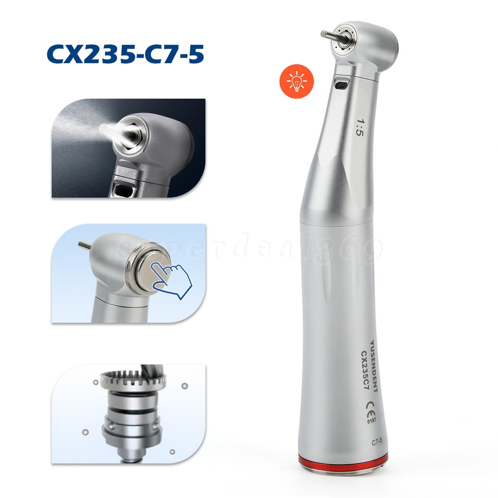CX235C7 Dental 1:5 Increasing Fiber Optic LED Contra Angle Handpiece Electric ds