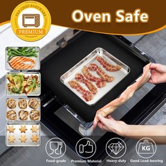 P&P CHEF 9 Inch Baking Sheet Pan with Rack Set, Stainless 9 Inch, Silver