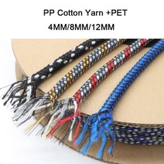 4/8/12MM Braided Soft PP Cotton Yarn + PET Expandable Sleeving Cable Wire Sheath