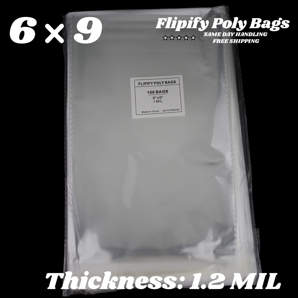 6×9 Clear Resealable Recloseable Self Adhesive Cello Lip Tape poly Plastic bags