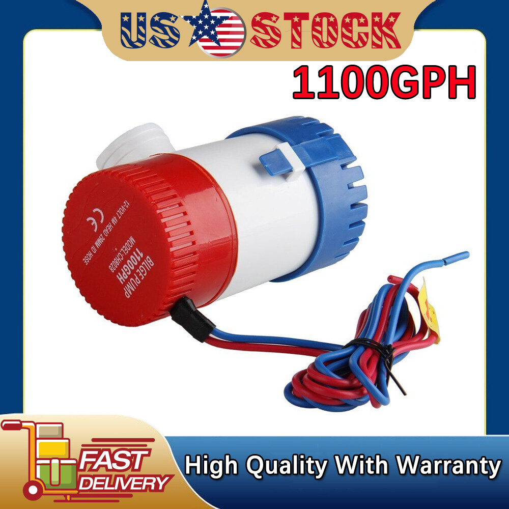 1100GPH 12V Electric Bilge Pump For Boat Marine Submersible Sump Water Transfer
