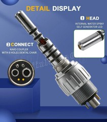 6-Hole Quick Coupler with LED Light for KaVo Fiber Optic Dental Handpiece