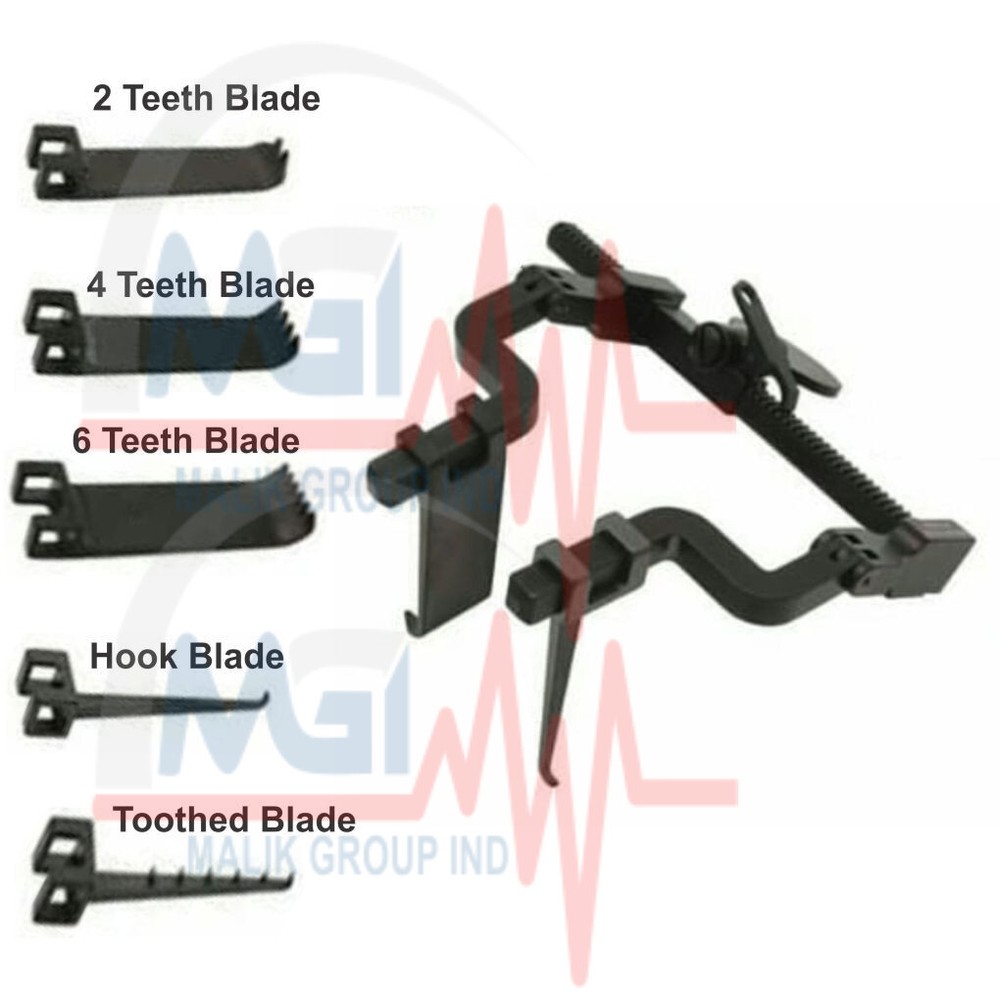 McCULLOCH MICRO DISCECTOMY LUMBAR RETRACTOR 5 BLADES SET BLACK COLOR COATED