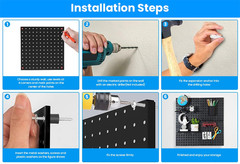 4 Pack 12″x12″ Black Metal Pegboard Panels Heavy Duty Pegboard Wall Organizer