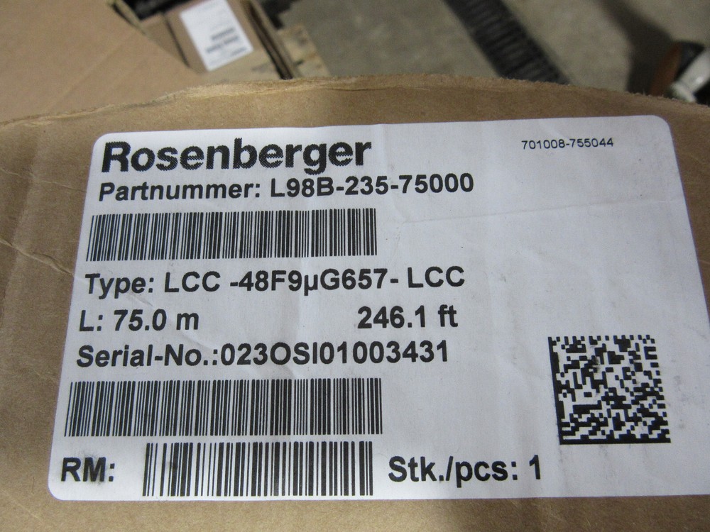 Rosenberger L98B-235-75000 Cable Assy. LCC-48F9UG657-LCC 75.0M, 246.1 Ft New!!!