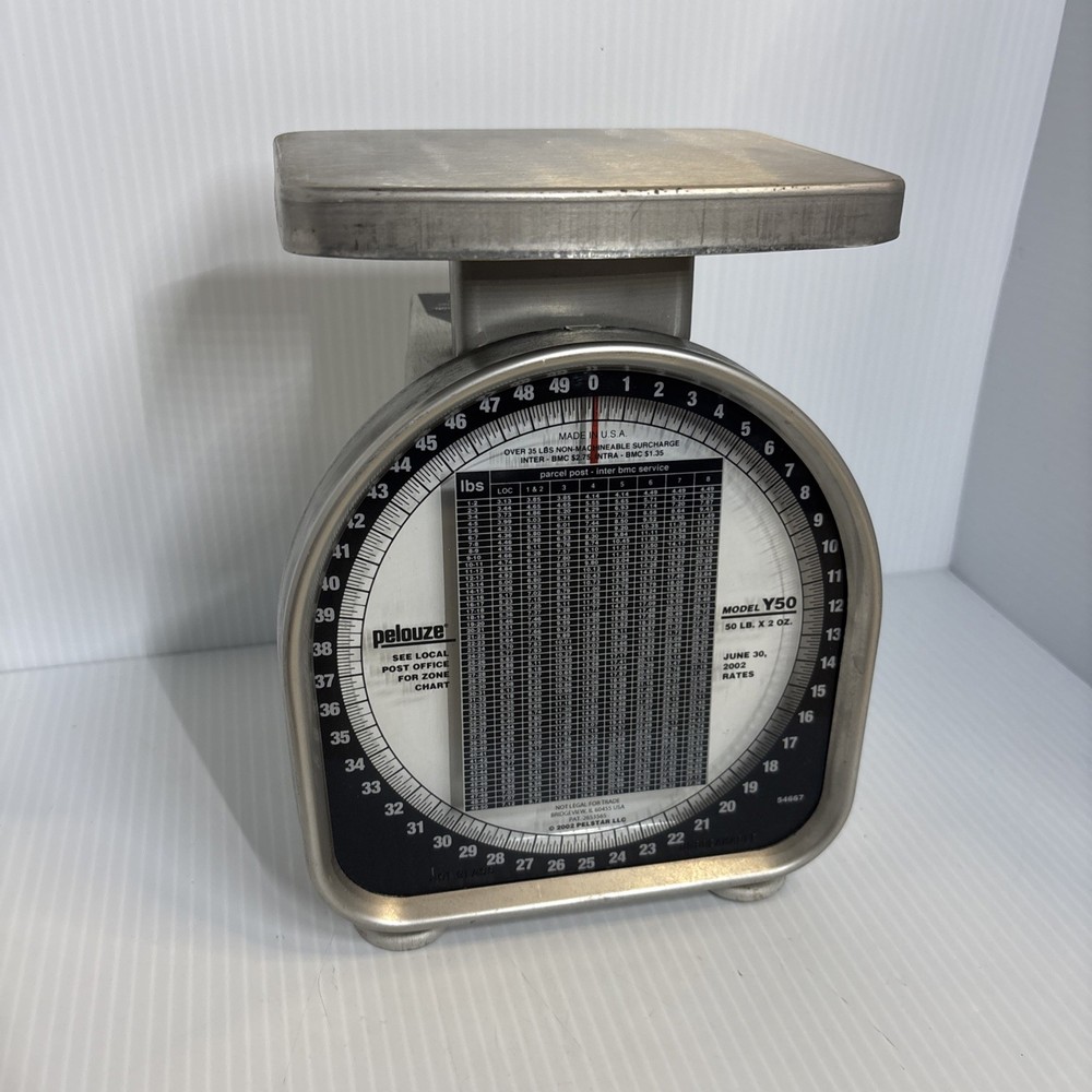Pelouze Postal Scale Y50 2002 Rates Rated 50 Pound Good Condition Barely Used