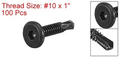 100pcs Hex Socket Self Tapping Screws #10 x 1″ Stainless Steel Flat Head Black