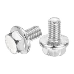 10Pcs M6 X 10Mm Hex Serrated Flange Bolts Screws, 304 Stainless Steel Flanged He