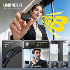 Compact HD Voice Recorder with DSP 5.0, Noise Reduction, 9880H Storage, Voice Ac