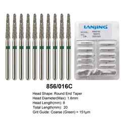 Dental Diamond Bur Round End Taper Ball Friction Grip Super Coarse Grit 850 856