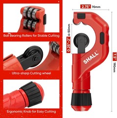 SHALL 4-Piece Tubing Cutter Set, 1/4” to 2”OD Heavy Duty Copper Pipe Cutter, 1