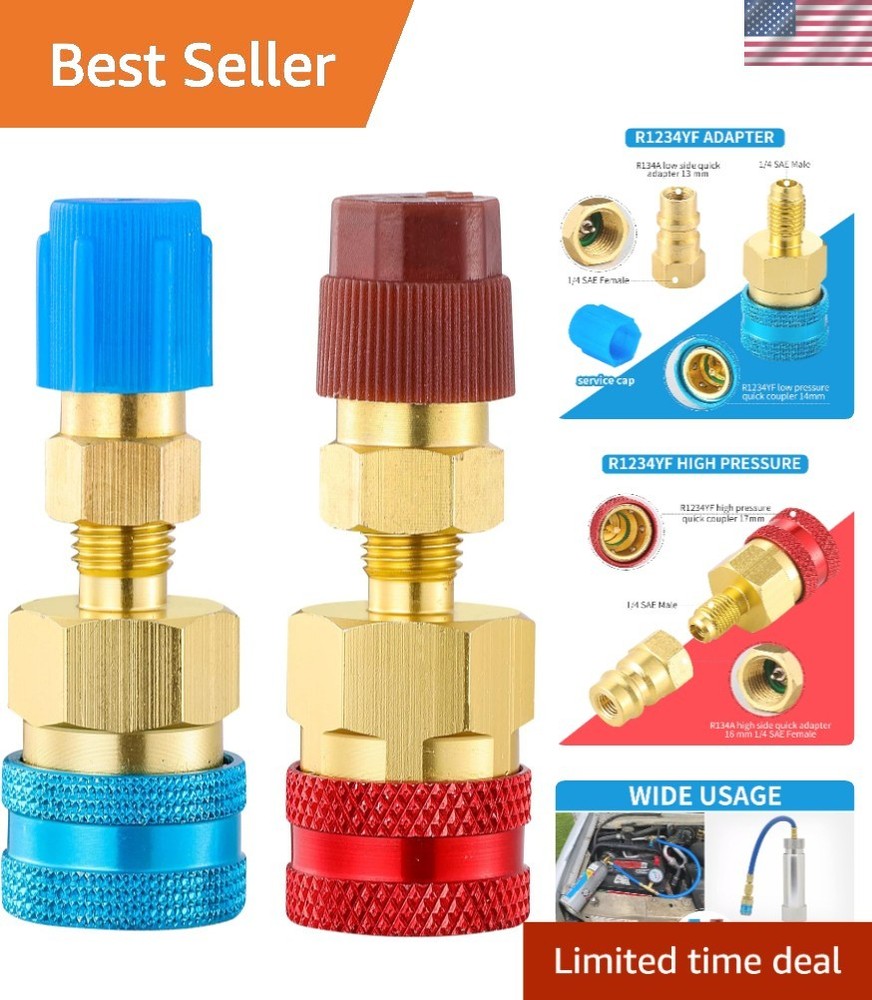 Brass Quick Coupler Set: R1234YF to R134A Adapter for Car Air Conditioning