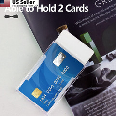 Teskyer Hard Plastic ID Badge Holder, Heavy Duty Vertical-2 pack, Transparent