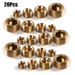 20Pcs Brass 1/8″ 1/4″ 3/8″ 1/2″ NPT Brass Internal Hex Thread Socket Pipe Plug