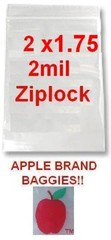 10000 APPLE BRAND 20175 2×1.75 CLEAR RESEALABLE BAGS 10,000 baggies 2″x1.75″