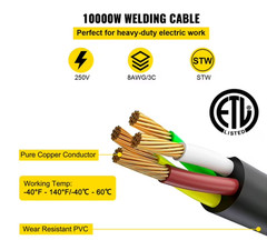 50 ft 40 Amp Welder Extension Cord 8/3 AWG Heavy Duty Power Cord 250V NEMA 6-50