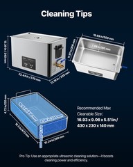 VEVOR 30L Ultrasonic Cleaner Machine with Cleaning Basket & Digital Display 480W