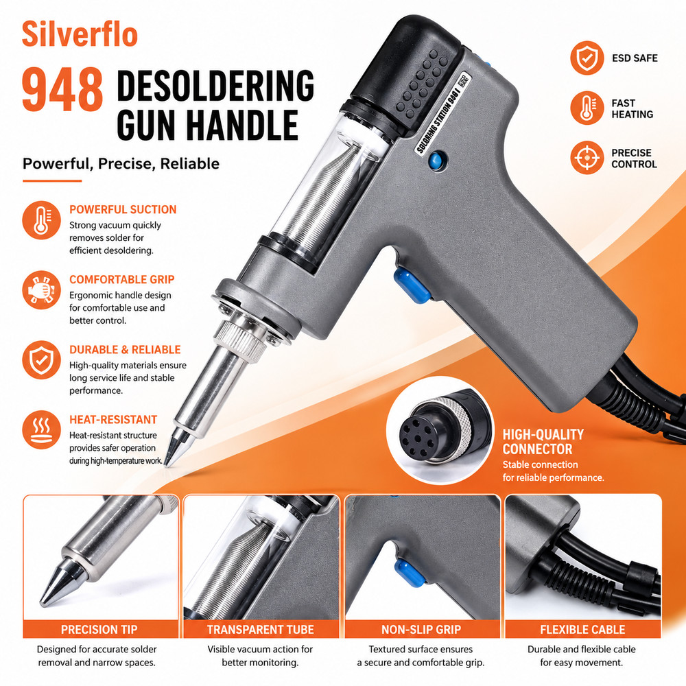 948 90W Digital Desoldering Station Vacuum Pump Desoldering Gun Repair Kit