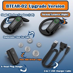 SAMCOM Wireless Headset with 2 Pin Dongle for 1 2 Earpiece