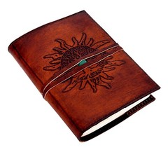 Handmade Vintage Genuine Leather Journal SUN Tree of Life For Men And Women