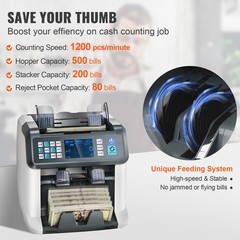 VEVOR Money Counter Machine Bill Counter with UV MG IR DD Counterfeit Detection