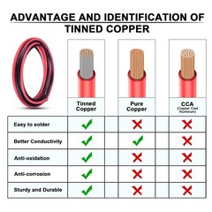6 gauge wire 10ft red and 10ft black tinned copper stranded cable