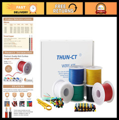 18 AWG Silicone Electrical Wire Kit – 6 Colors, Tinned Copper Stranded Hook Up W
