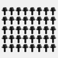 40PCS Body Bolts Screw Fastener Fender M6-1.0x 16mm Long- 10mm Hex- 17mm Washer