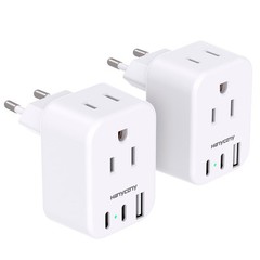 European Travel Plug Adapter for International, Italy Spain Power Adapter 2 O…