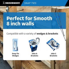 Sandbaggy 8″ Snap Ties For Concrete Forms – 1″ Plastic Cones – Short & Long End