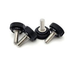 M4 x 8mm Knurled Thumb Screws Bolts Black Clamping Knob 304 Stainless 4-24 Pack