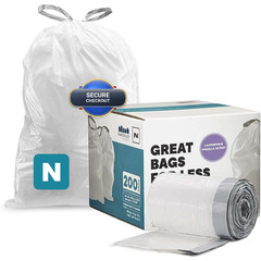 Plasticplace Custom Fit Trash Simplehuman X Code N 200 Countwhite Drawstring