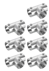 7 Pcs 3-Way Pipe Fitting Connector, Fit 1 Inch(25mm) OD Pipe Stainless Steel Str